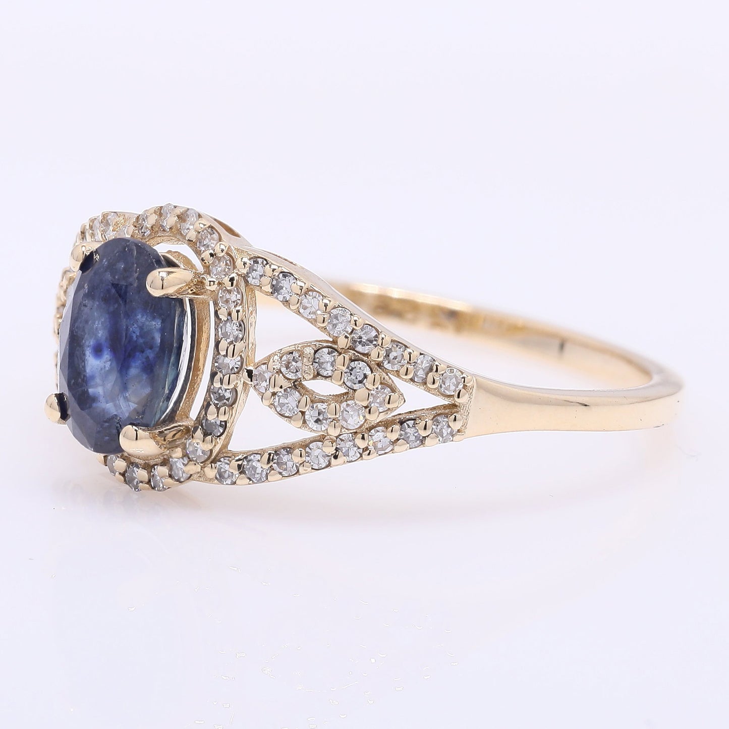 1.41 Ct Oval Mixed Cut Natural Sapphire 14K Gold Ring