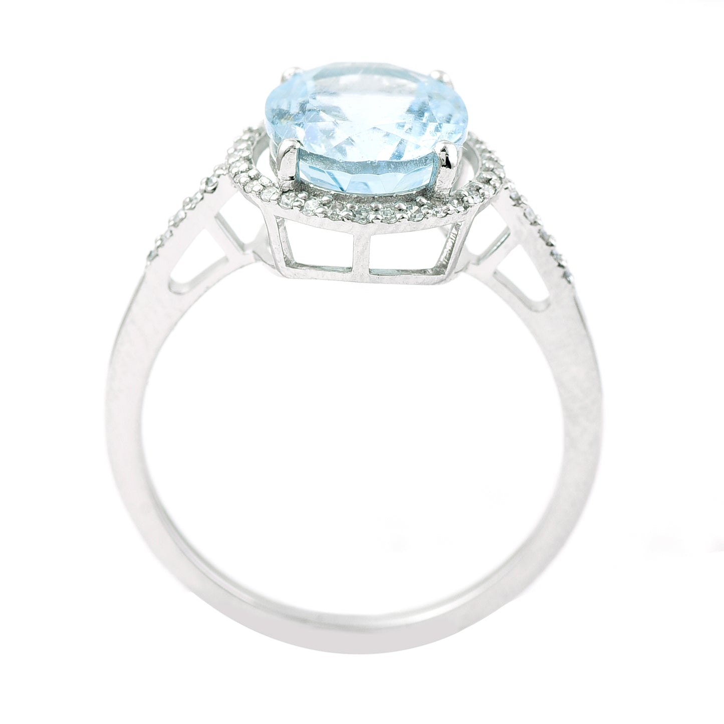2.86 Ct Oval Mixed Cut Natural Aquamarine 950 Platinum Ring
