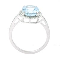 2.86 Ct Oval Mixed Cut Natural Aquamarine 950 Platinum Ring