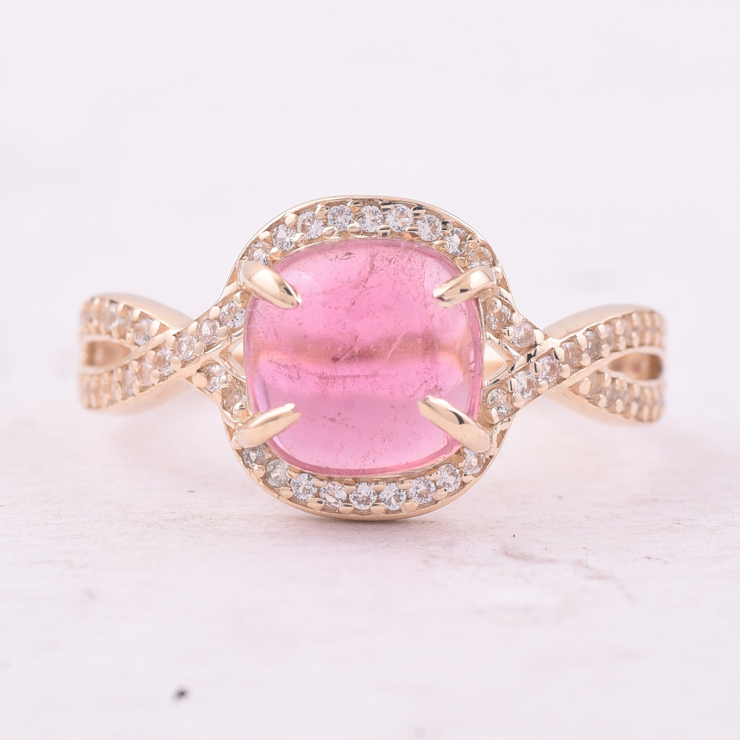 2.37 Ct Cushion Tourmaline 9K Gold Ring