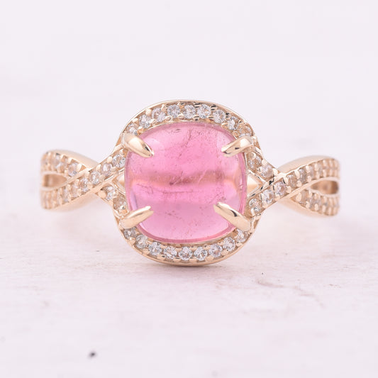 2.37 Ct Cushion Tourmaline 9K Gold Ring