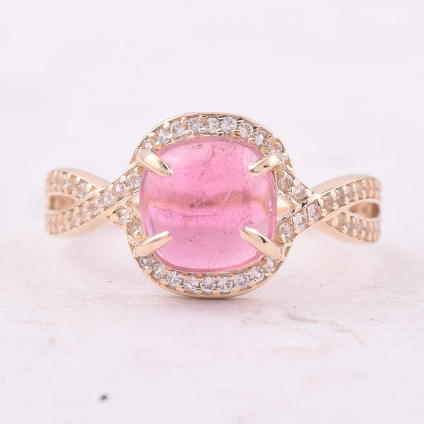 2.37 Ct Cushion Tourmaline 9K Gold Ring