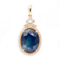 5.10 Ct Oval Mixed Cut Natural Sapphire 14K Gold Pendant