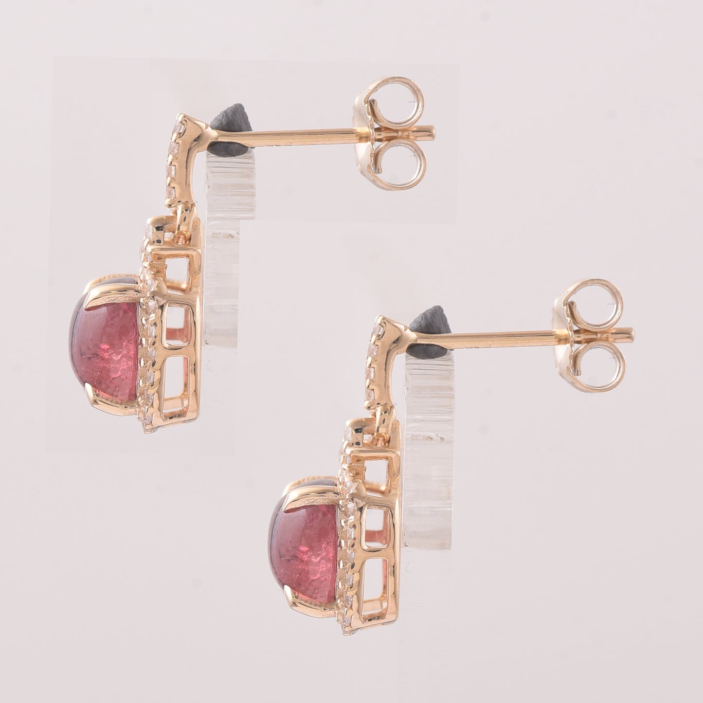 2.60 Ct Cushion Tourmaline 9K Gold Earrings