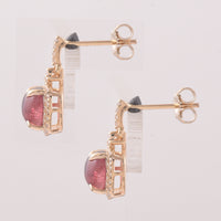 2.60 Ct Cushion Tourmaline 9K Gold Earrings