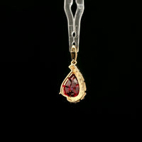2.35 Ct Pear Lab Grown Ruby 14K Gold Pendant