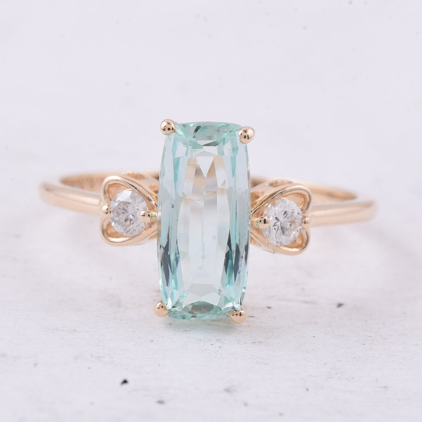 2.07 Ct Cushion Natural Beryl 14K Gold Ring