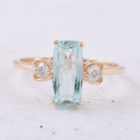 2.07 Ct Cushion Natural Beryl 14K Gold Ring