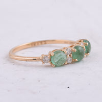 0.99 Ct Round Cabochon Cut Natural Emerald 14K Gold Ring