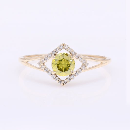 0.53 Ct Round Yellow Diamond 14K Gold Ring