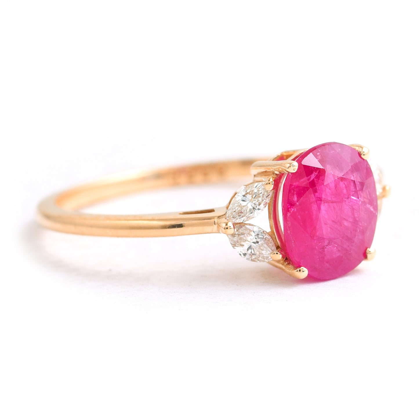 1.54 Ct Oval Mixed Cut Natural Ruby 14K Gold Ring