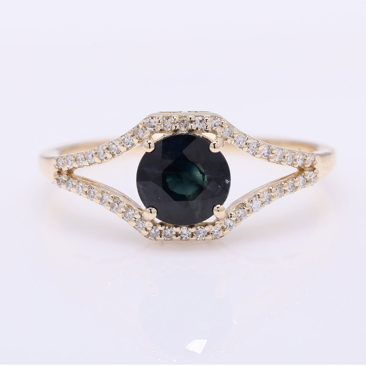 1.29 Ct Round Mixed Cut Natural Sapphire 14K Gold Ring