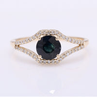 1.29 Ct Round Mixed Cut Natural Sapphire 14K Gold Ring