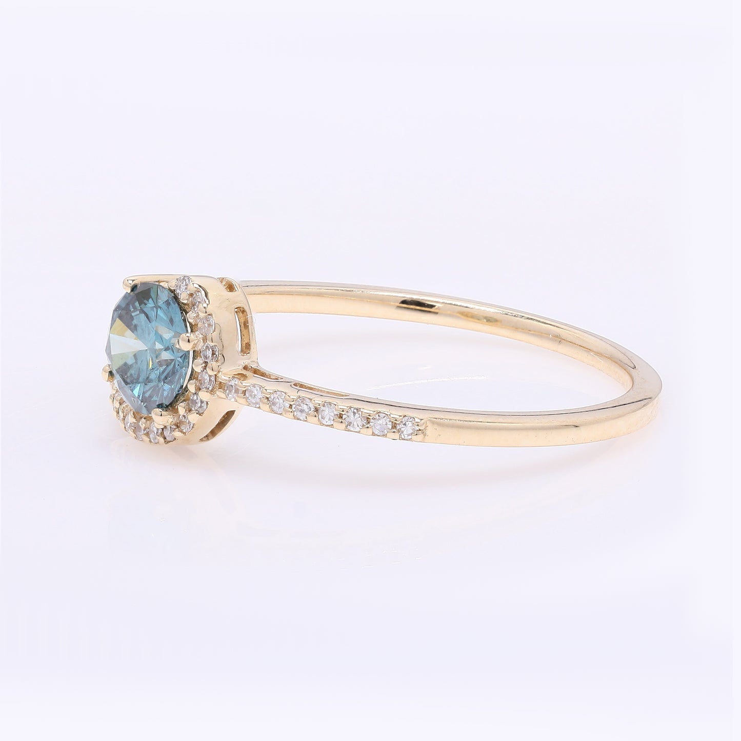 0.55 Ct Round Blue Diamond 14K Gold Ring