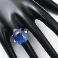 24.31 Ct Cushion Blue Sapphire 950 Platinum Ring