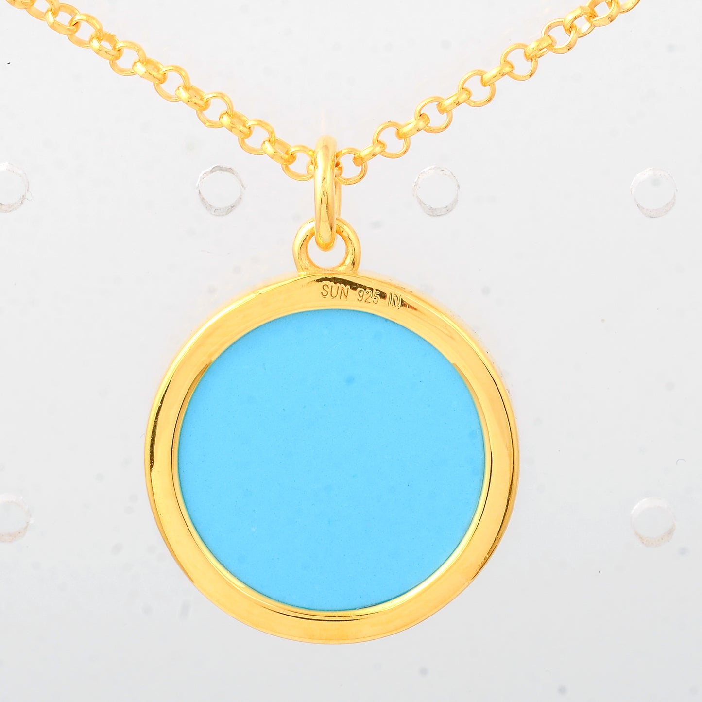 7.78 Ct Round Turquoise 925 Sterling Silver Pendant