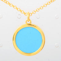 7.78 Ct Round Turquoise 925 Sterling Silver Pendant