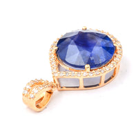 4.75 Ct Round Mixed Cut Natural Sapphire 14K Gold Pendant