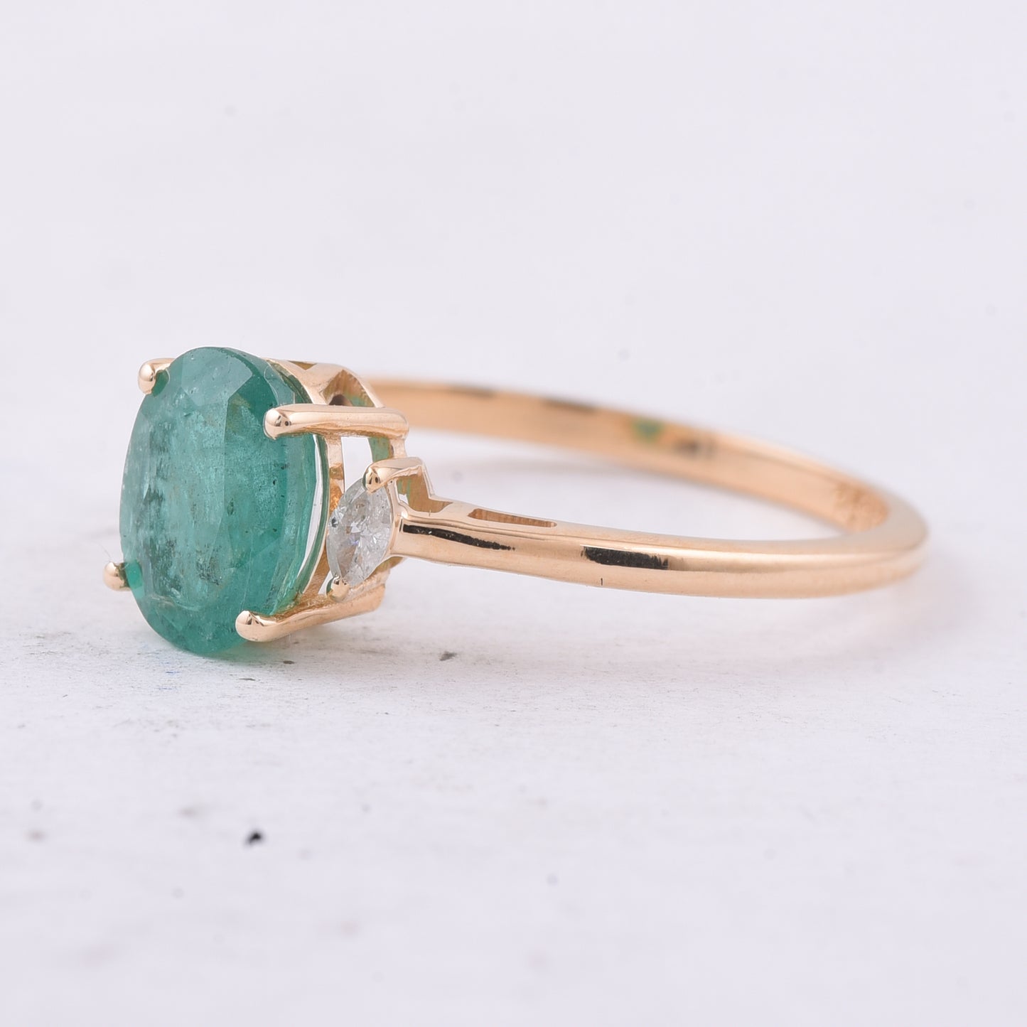 1.26 Ct Oval Natural Emerald 14K Gold Ring