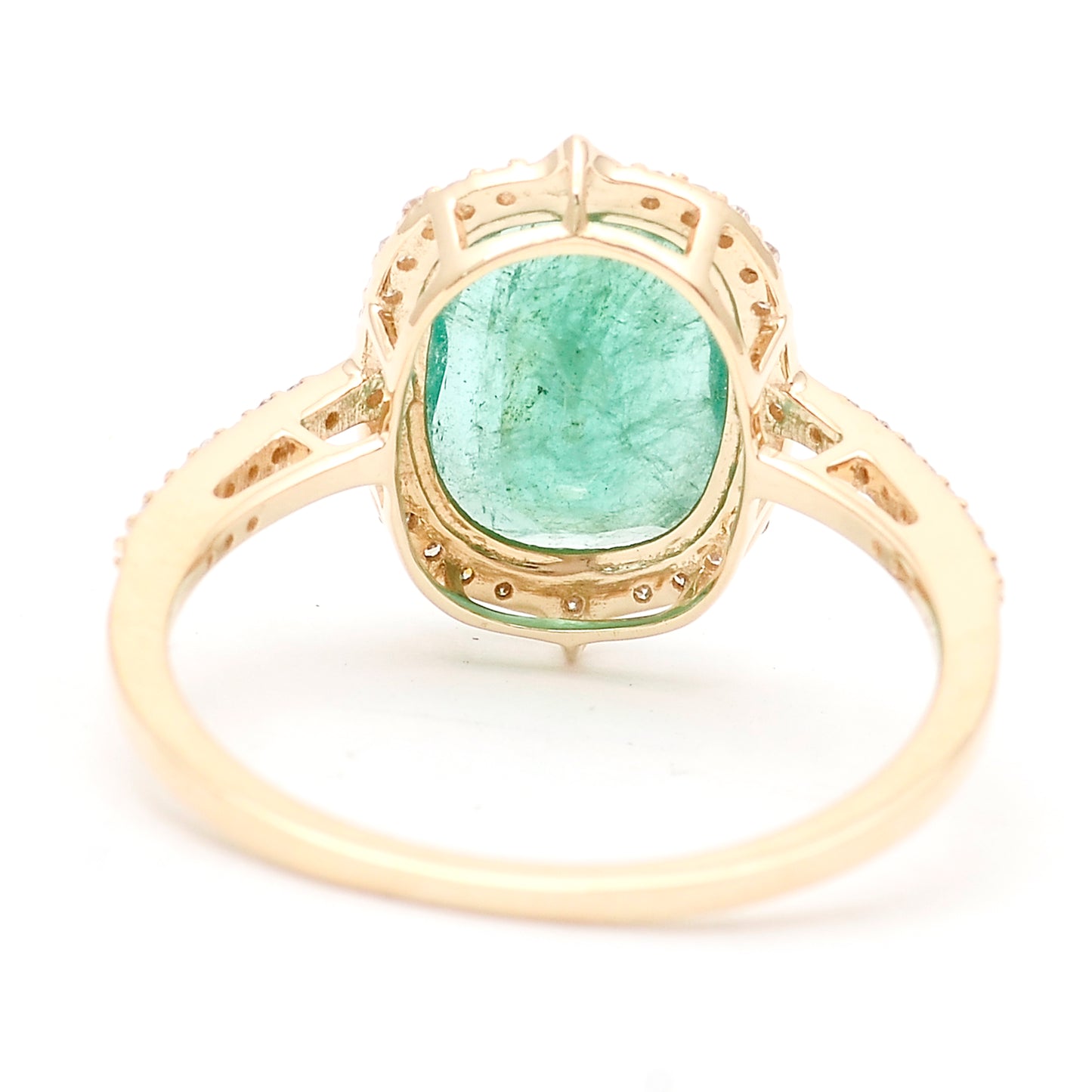 2.26 Ct Cushion Natural Emerald 14K Gold Ring