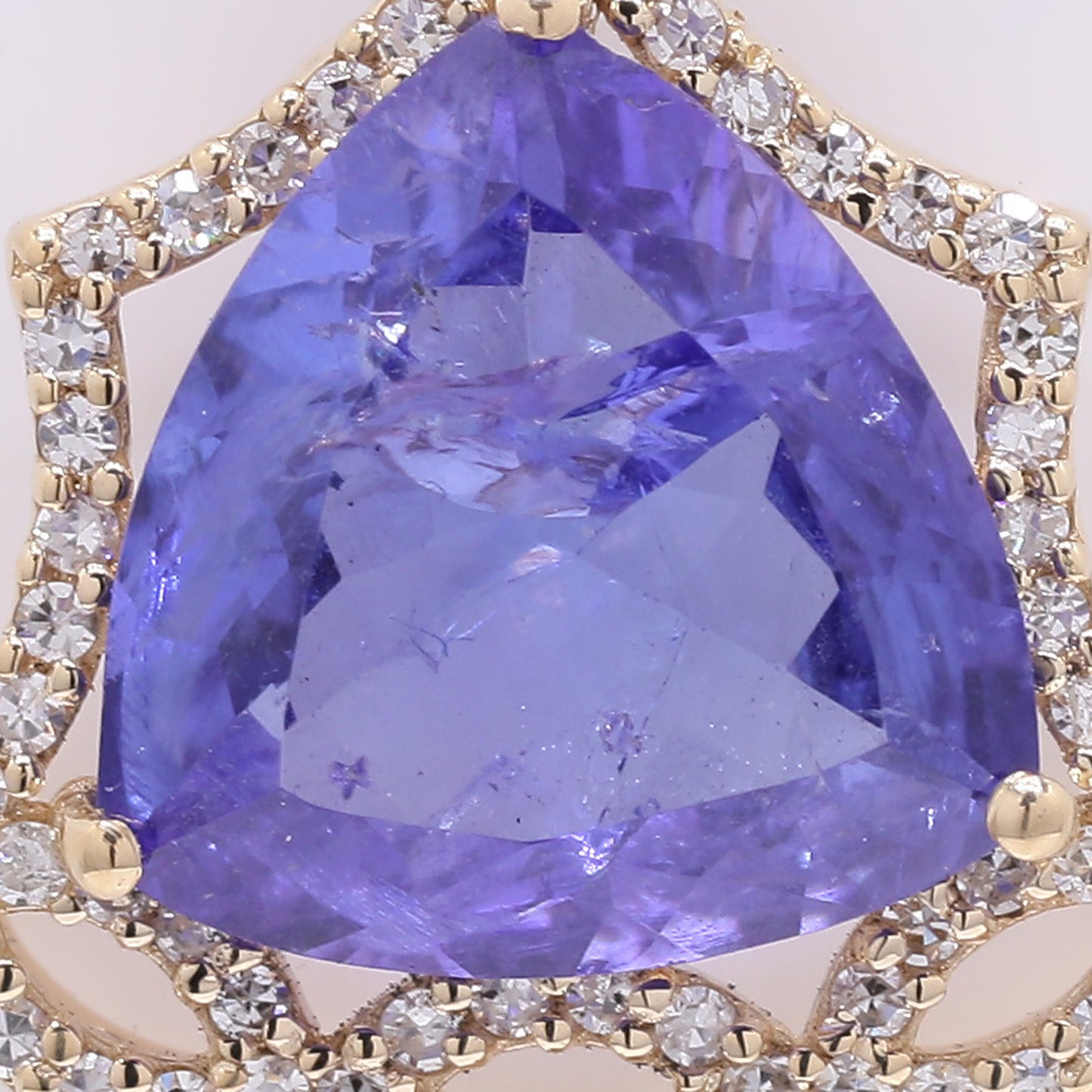3.22 Ct Triangle Mixed Cut Natural Tanzanite 14K Gold Pendant