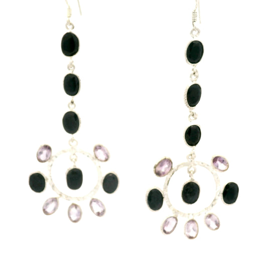 18.50 Ct Amethyst, Sapphire 925 Sterling Silver Earrings