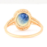 3.17 Ct Oval Mixed Cut Natural Bi Coloured Sapphire 14K Gold Ring