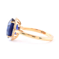 5.37 Ct Oval Blue Sapphire 18K Gold Ring