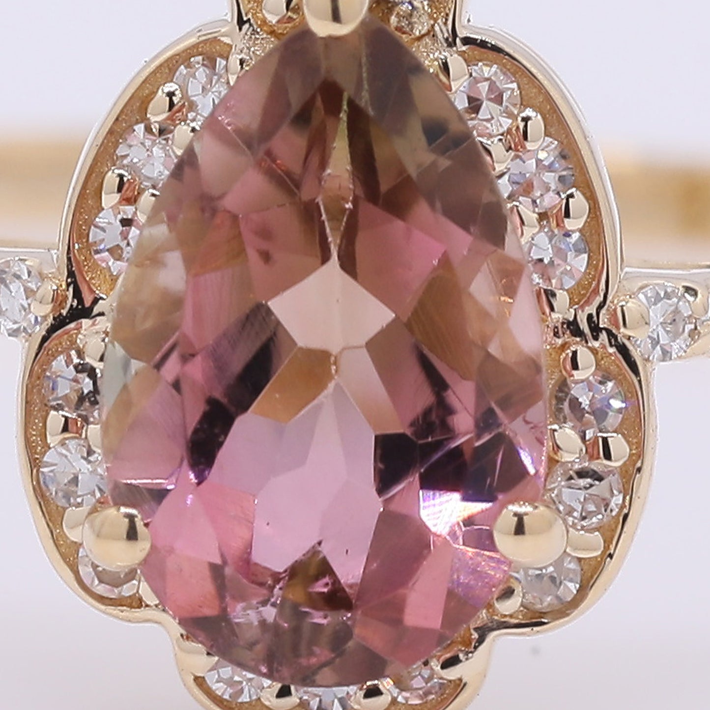 1.10 Ct Pear Mixed Cut Natural Tourmaline 14K Gold Ring