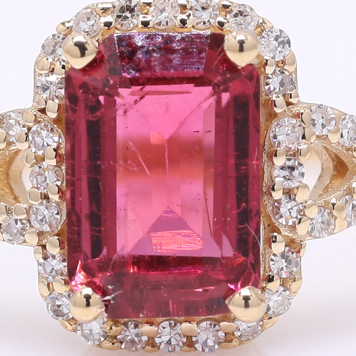 1.48 Ct Octagon Step Cut Natural Rubellite 14K Gold Ring