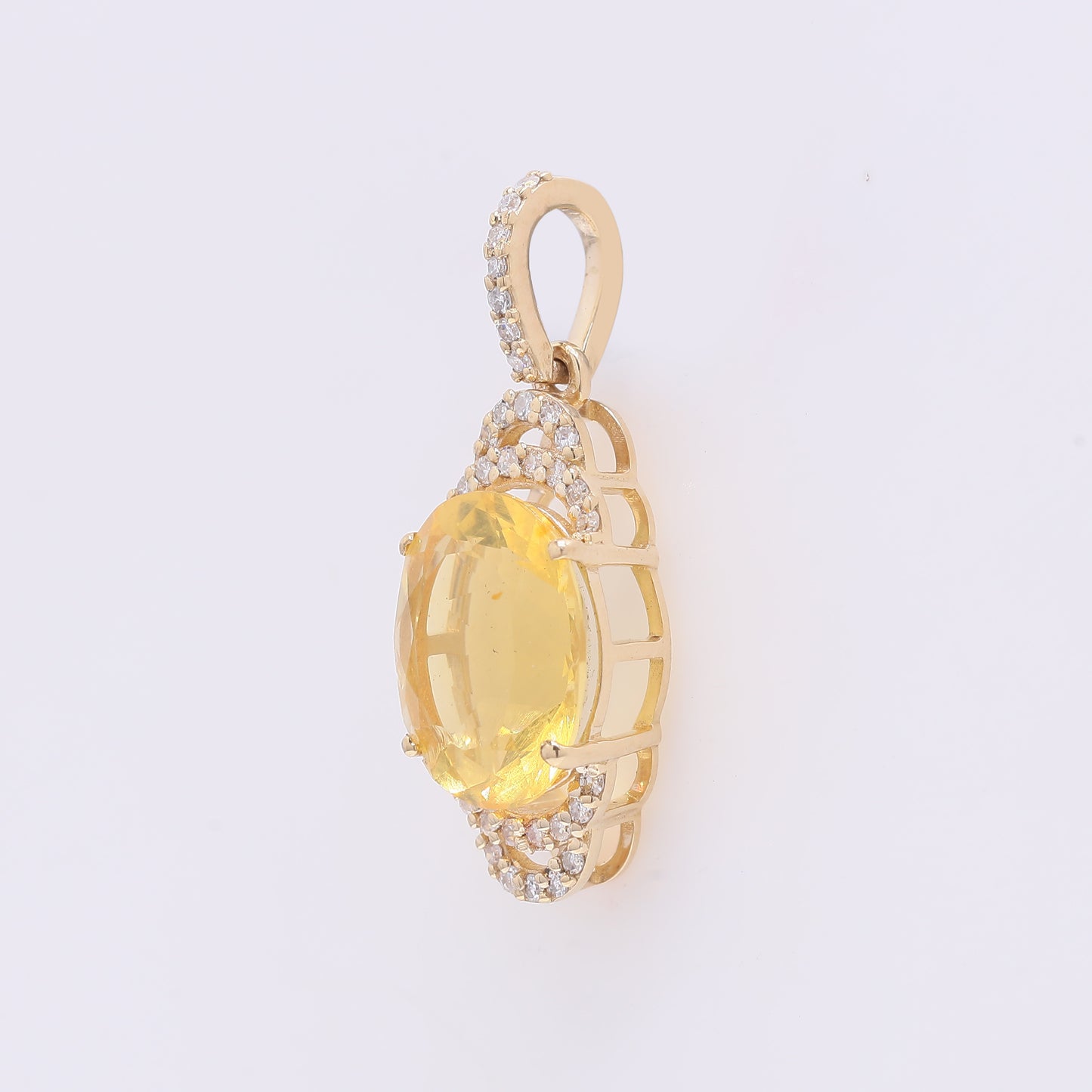 1.77 Ct Oval Mixed Cut Natural Fire Opal 14K Gold Pendant