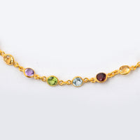 5.93 Ct Round Garnet, Peridot, Blue Topaz, Citrine, Amethyst 925 Sterling Silver Anklet