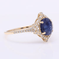 1.76 Ct Oval Mixed Cut Natural Sapphire 14K Gold Ring