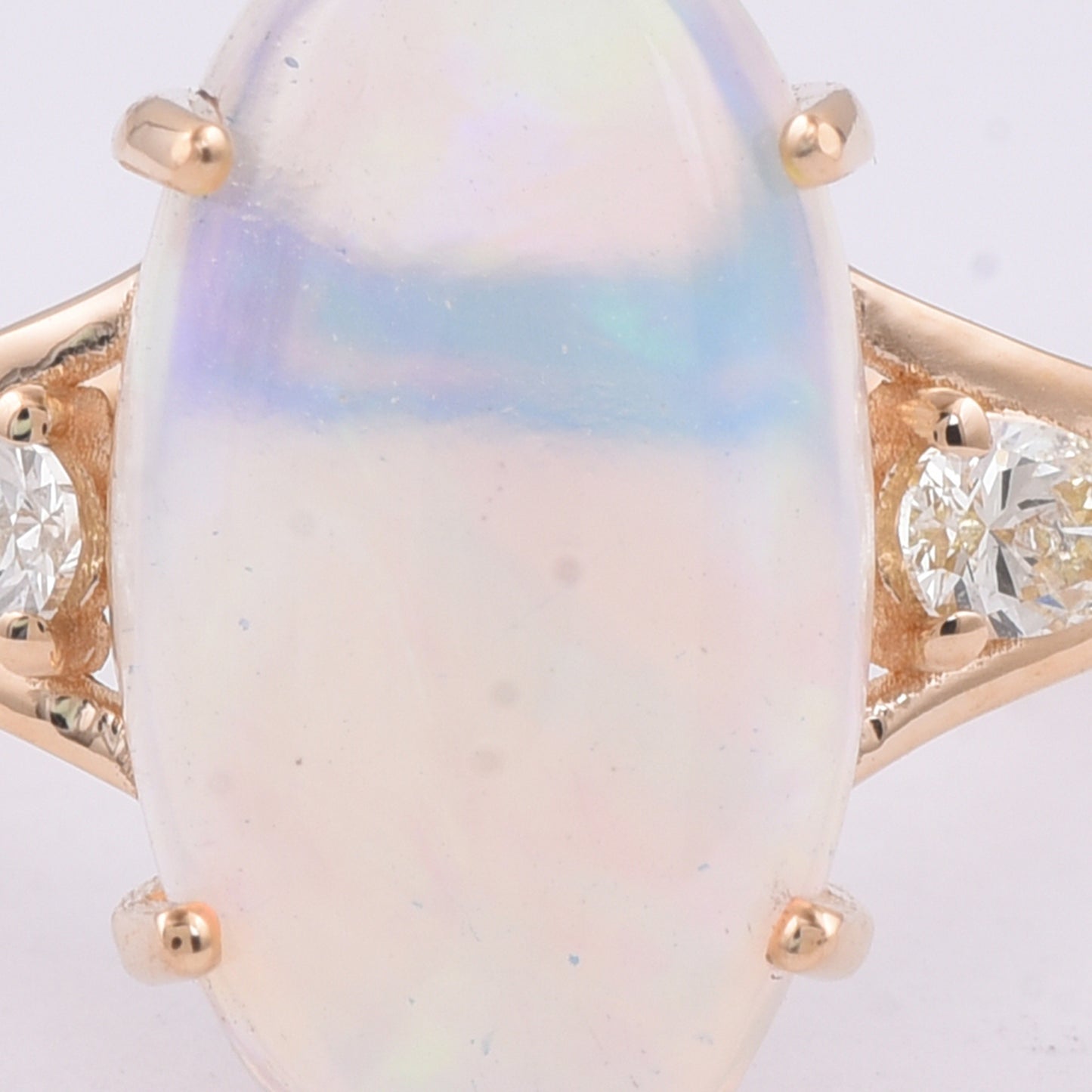 2.19 Ct Oval Cabochon Cut Natural Opal 14K Gold Ring