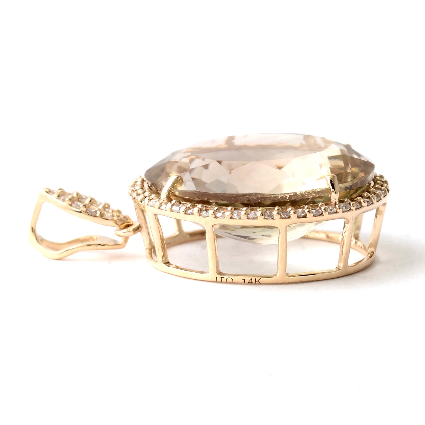 7.91 Ct Oval Mixed Cut Natural Plagioclase Feldspar Sunstone 14K Gold Pendant
