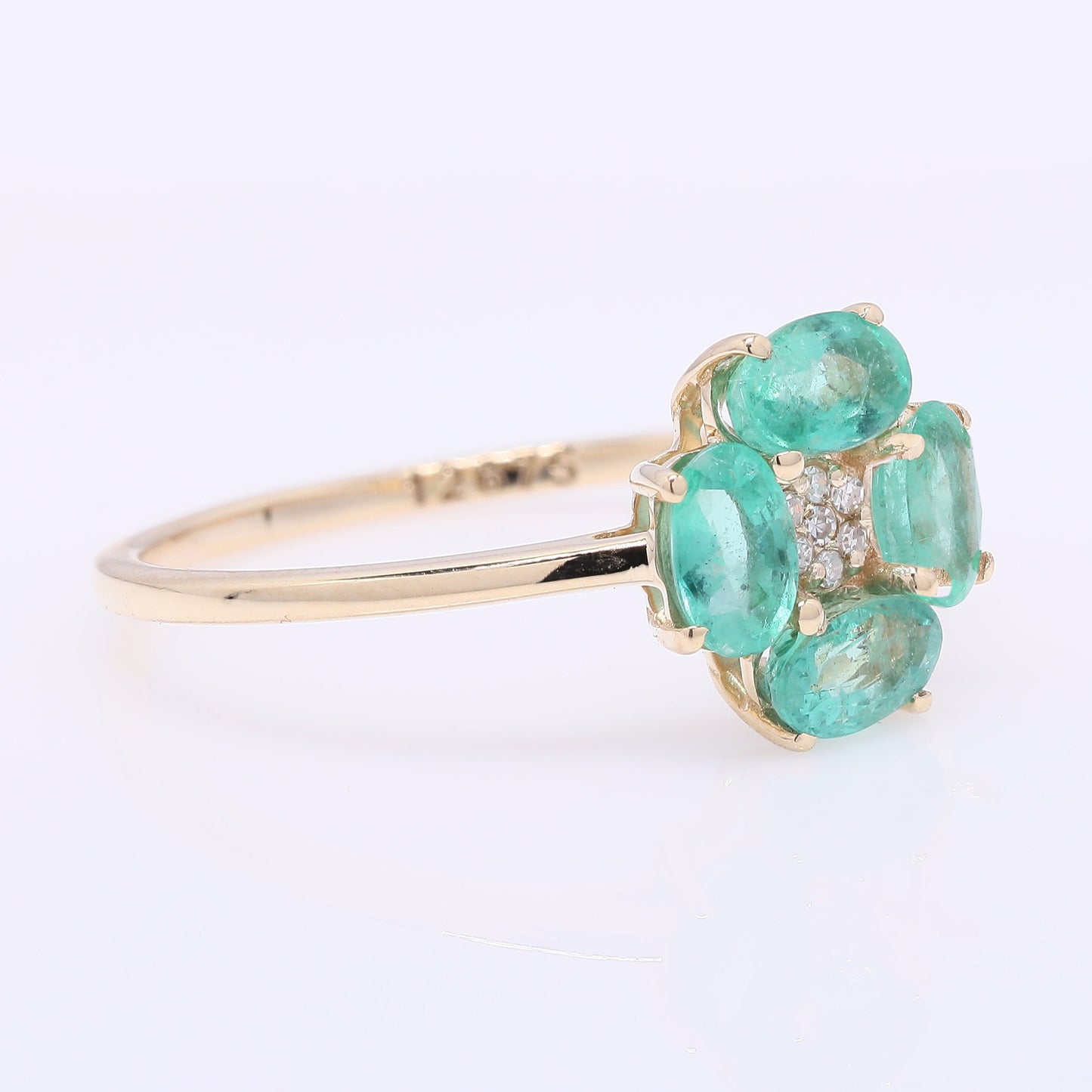 1.16 Ct Oval Mixed Cut Natural Emerald 14K Gold Ring