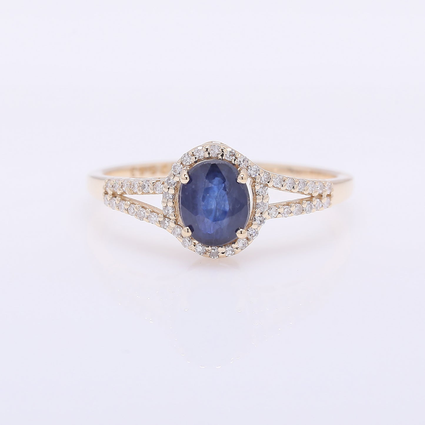1.25 Ct Oval Mixed Cut Natural Sapphire 14K Gold Ring