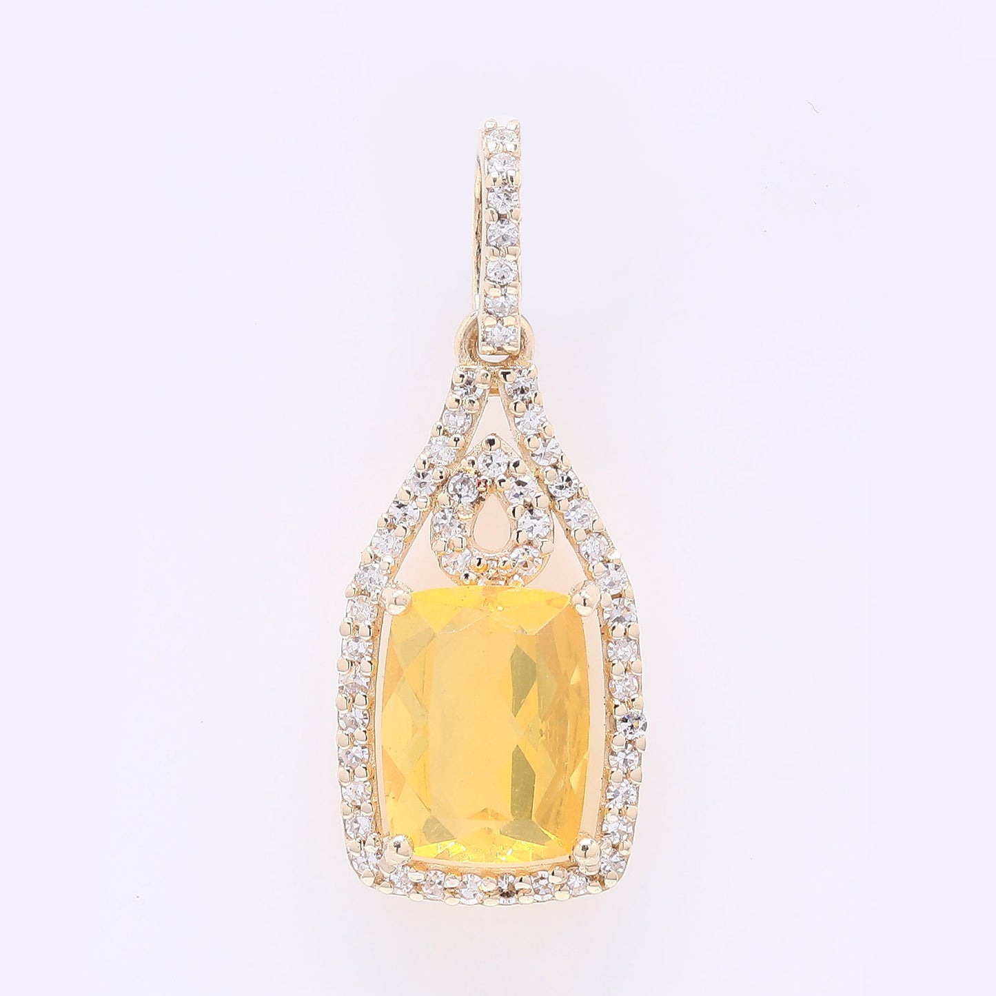 1.14 Ct Cushion Mixed Cut Natural Fire Opal 14K Gold Pendant