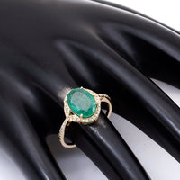2.44 Ct Oval Natural Emerald 14K Gold Ring