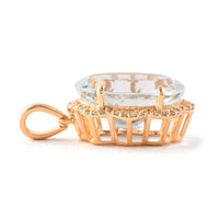 5.86 Ct Oval Mixed Cut Natural Aquamarine 14K Gold Pendant