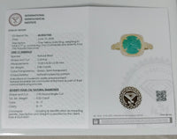 3.06 Ct Oval Carving Natural Beryl Emerald 14K Gold Ring