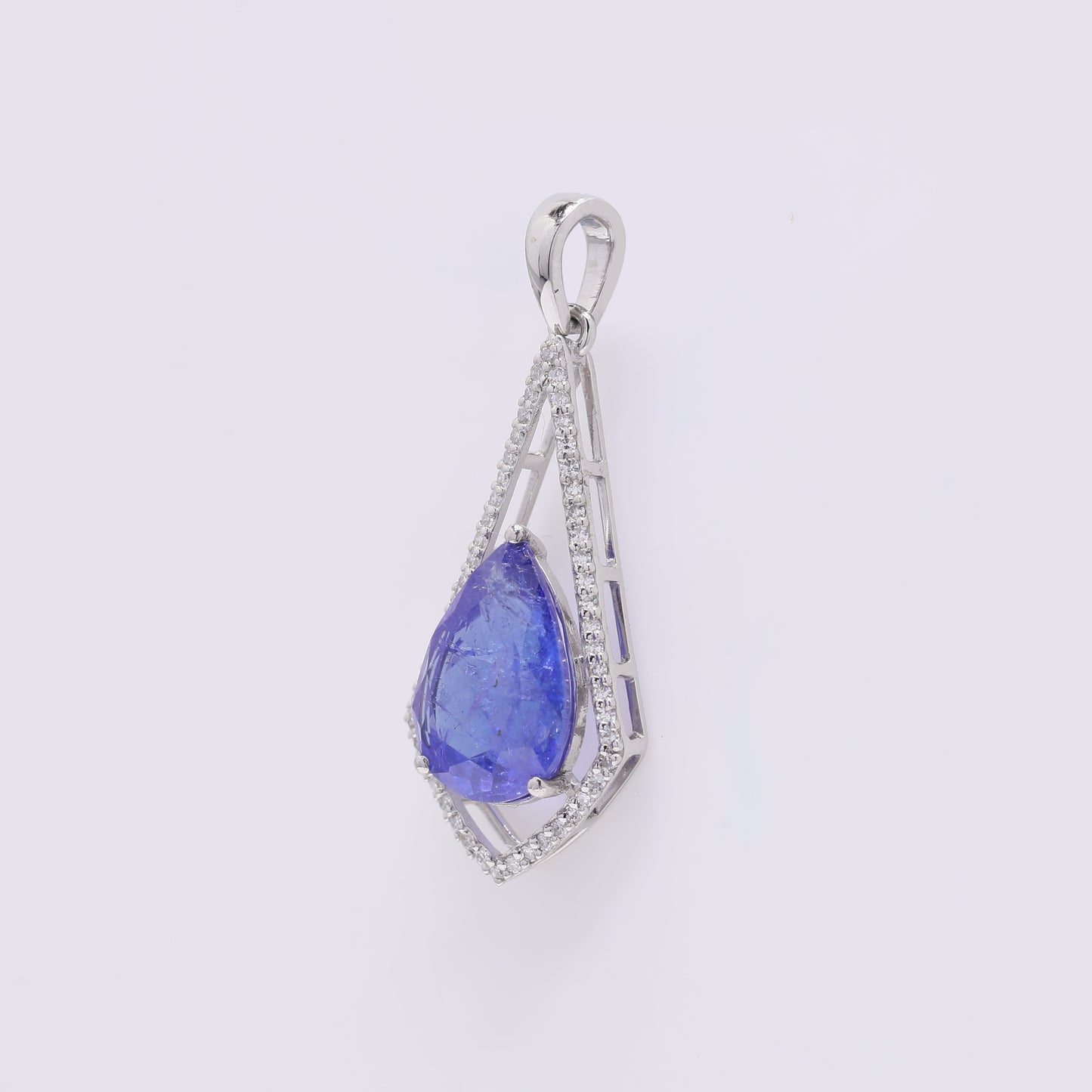 3.96 Ct Pear Mixed Cut Natural Tanzanite 950 Platinum Pendant