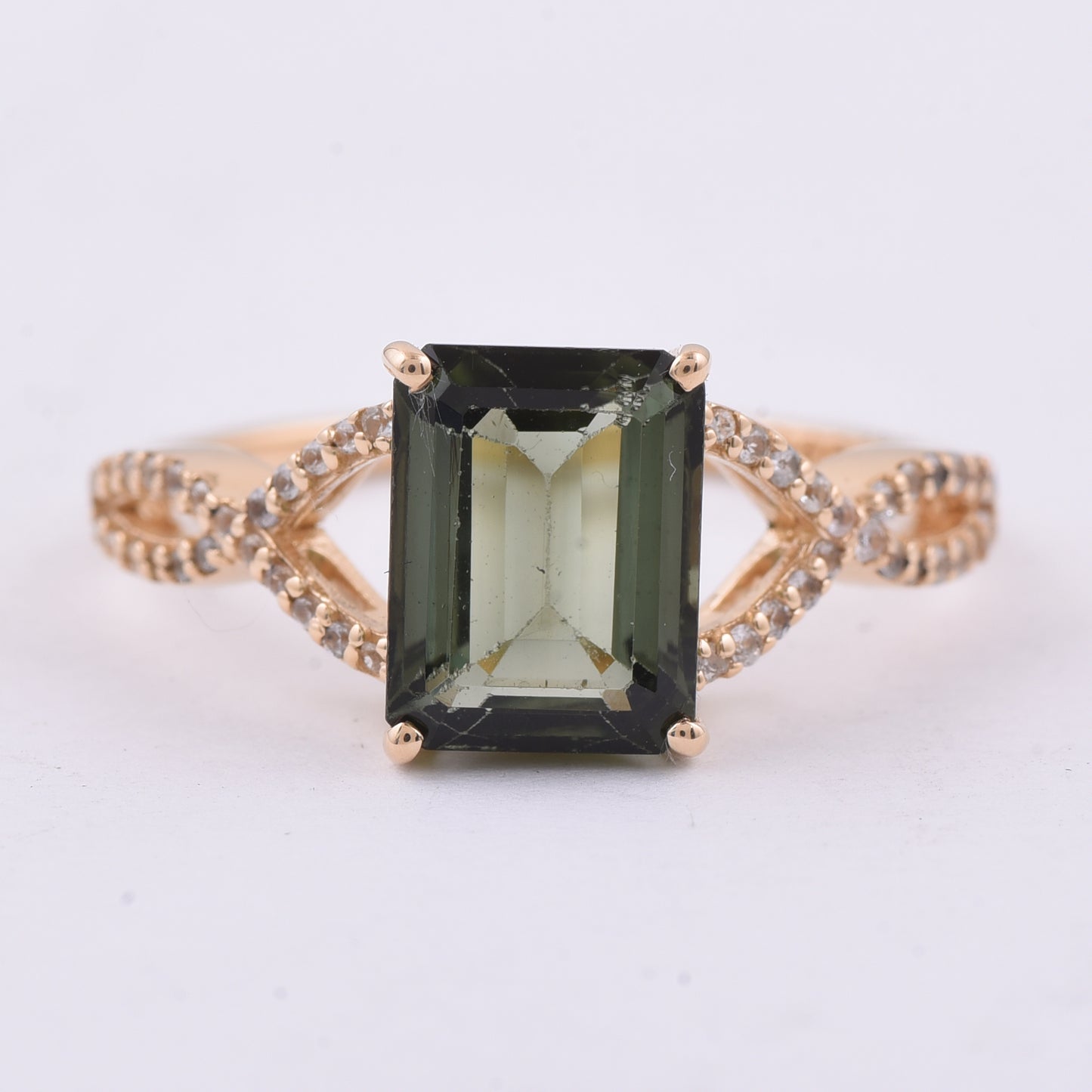 2.57 Ct Octagon Step Cut Natural Green Tourmaline 14K Gold Ring