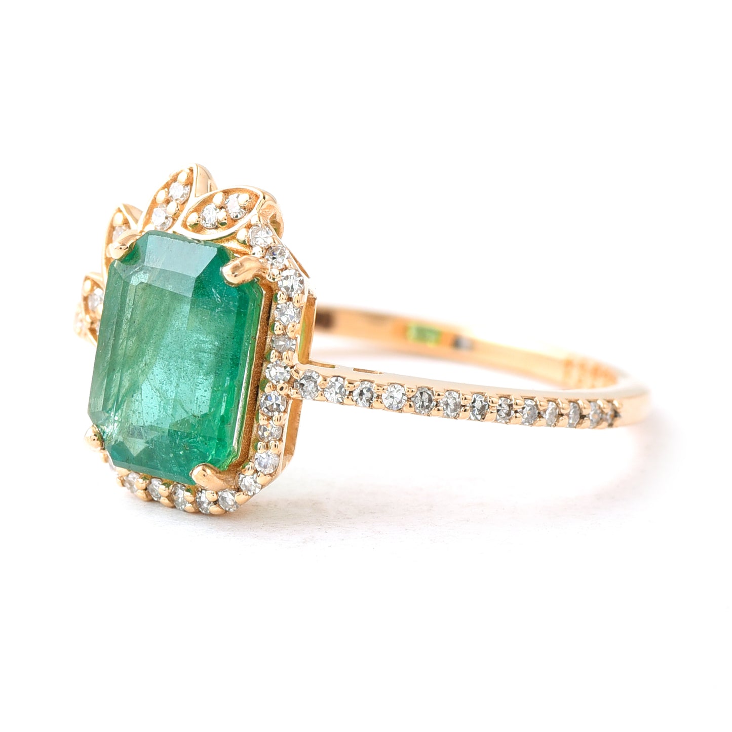 1.89 Ct Octagon Step Cut Natural Emerald 14K Gold Ring