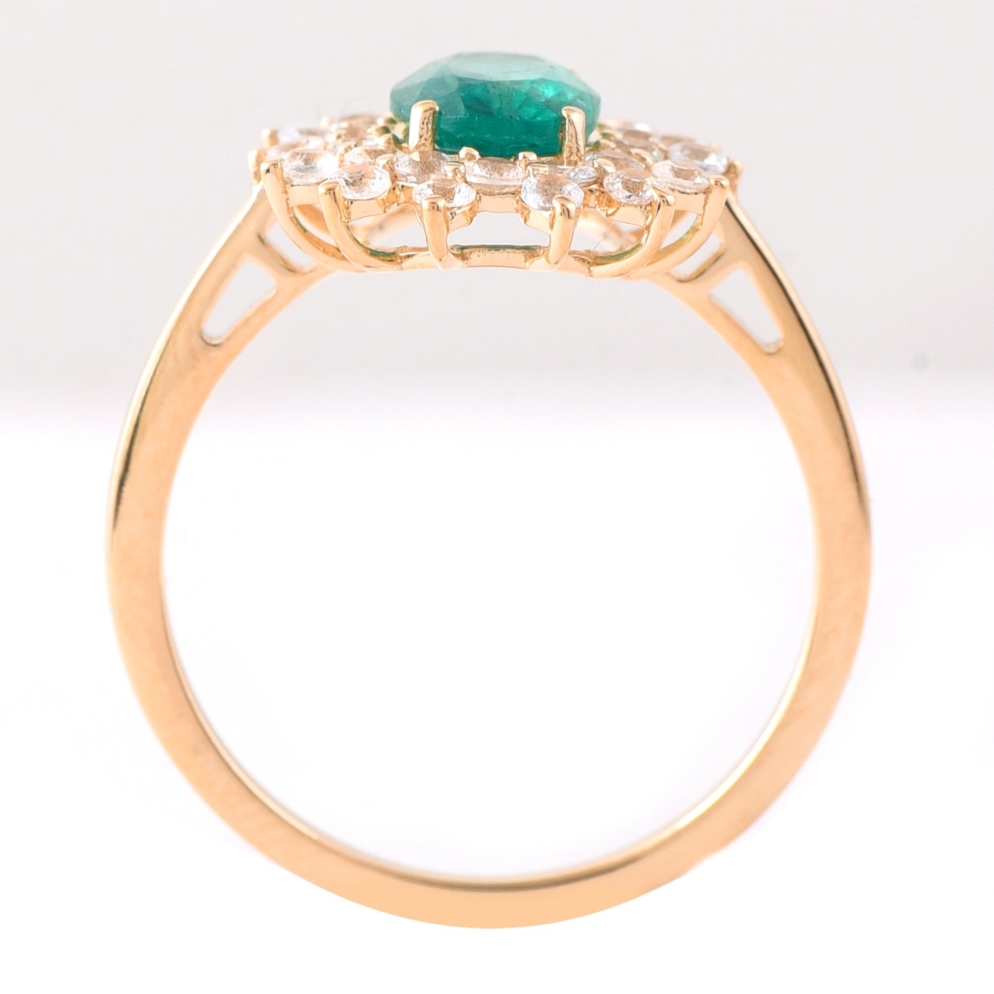 2.32 Ct Oval Mixed Cut Natural Emerald 14K Gold Ring