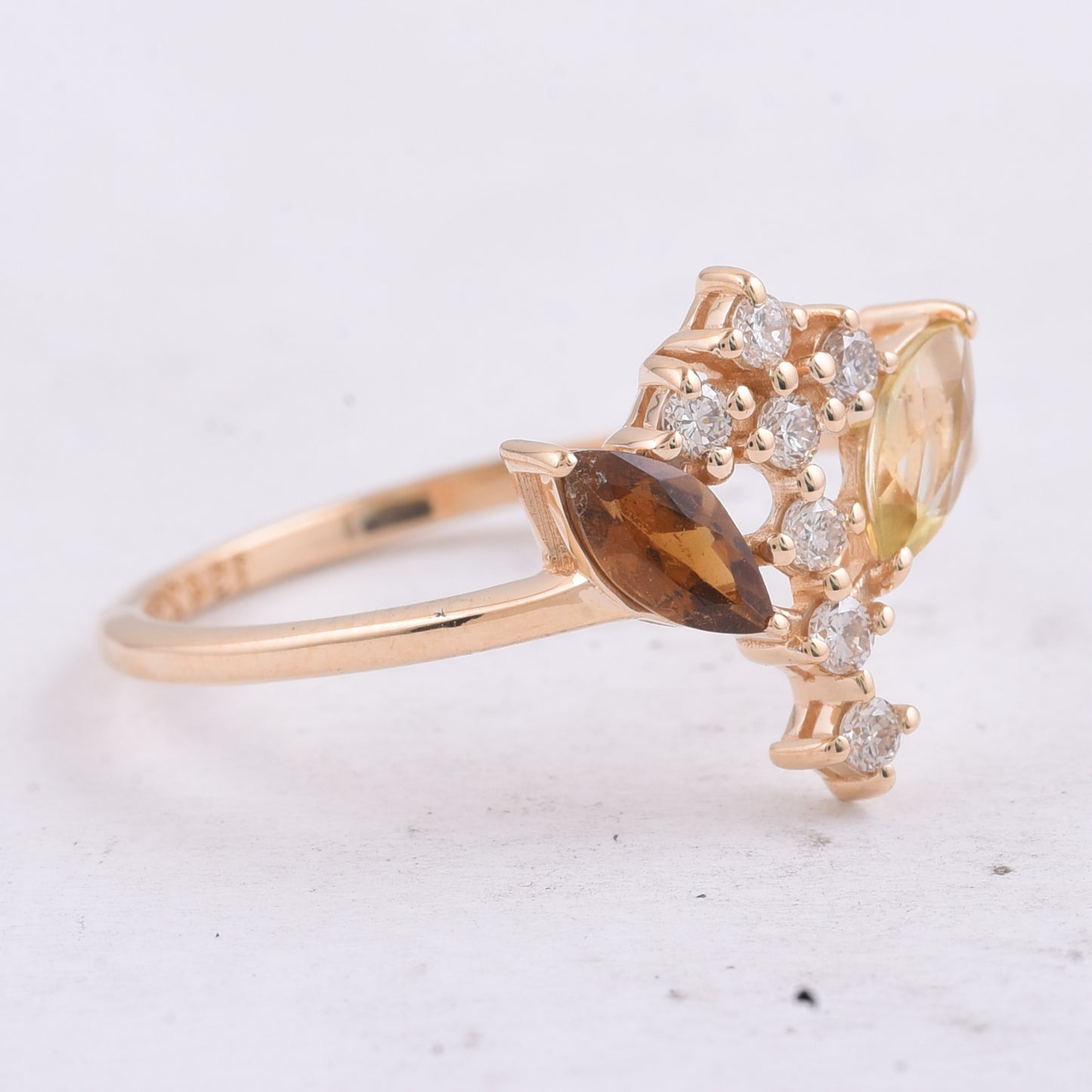 0.51 Ct Marquise Natural Multi Coloured Tourmaline 14K Gold Ring