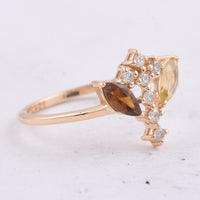 0.51 Ct Marquise Natural Multi Coloured Tourmaline 14K Gold Ring