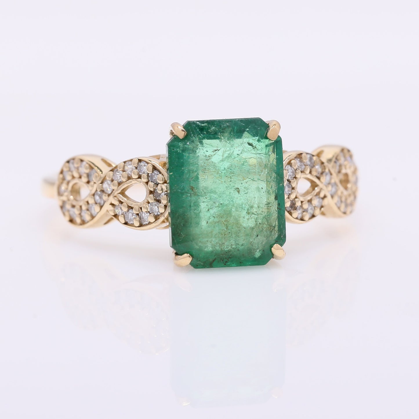 2.43 Ct Octagon Step Cut Natural Emerald 14K Gold Ring