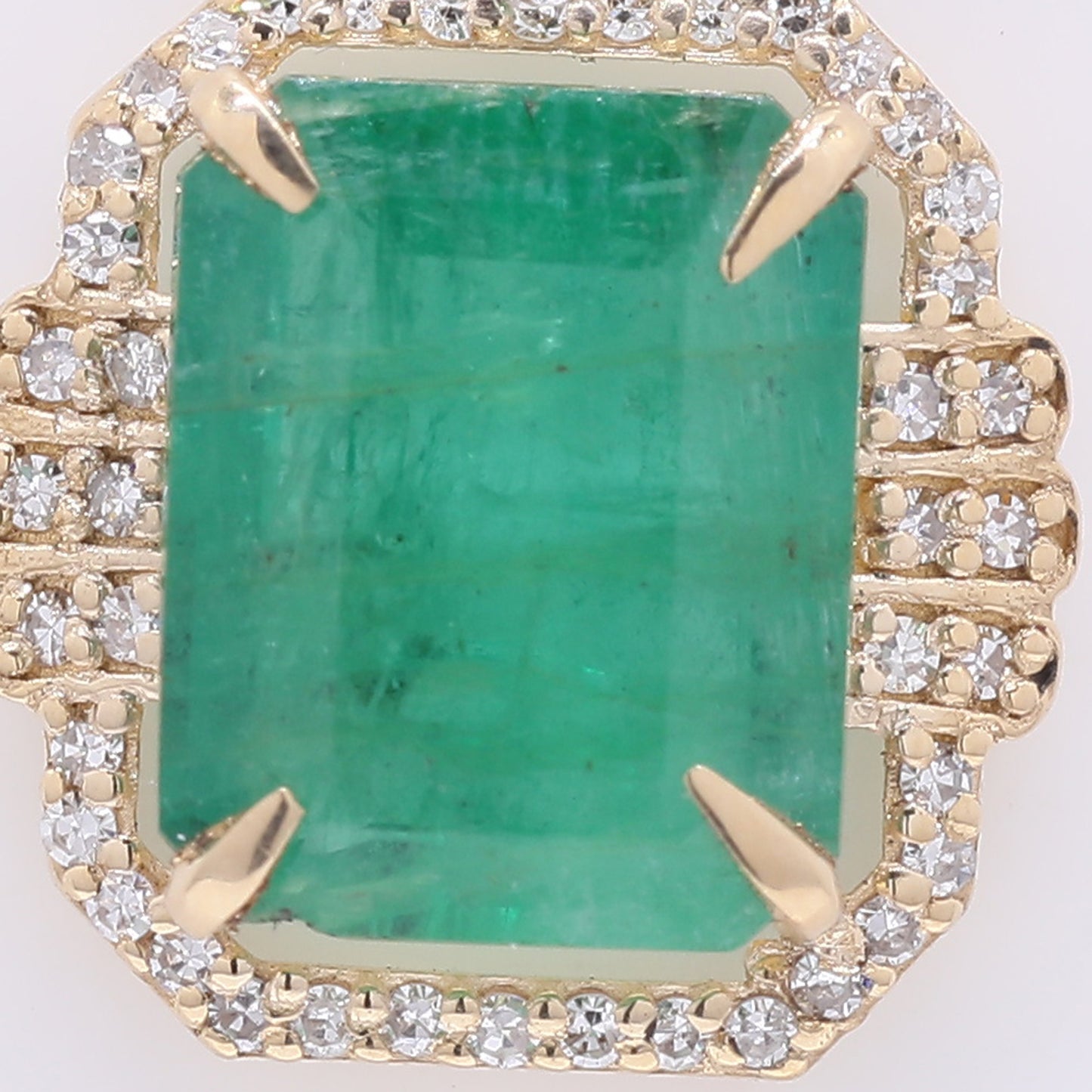 3.08 Ct Octagon Step Cut Natural Emerald 14K Gold Pendant