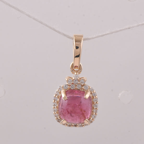 1.44 Ct Cushion Tourmaline 9K Gold Pendant